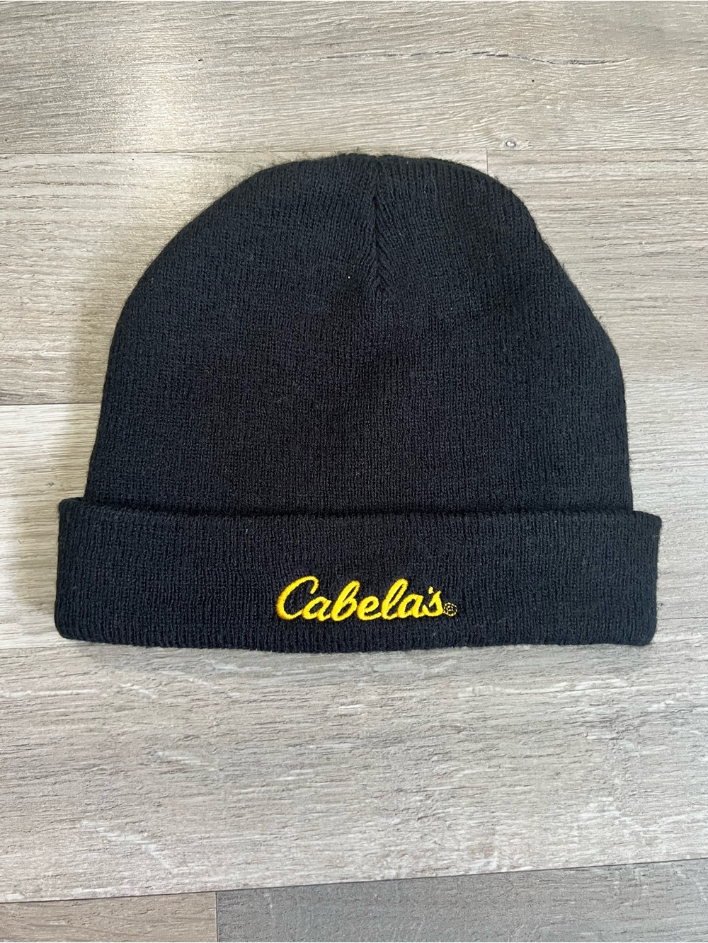 Cabela's Black Beanie with Yellow Embroidered Logo size S